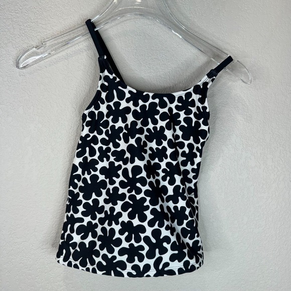 Marimekko Girls Tankini Swim Top Black/White Ink Blots Criss‎ Cross Back Target - Picture 1 of 5